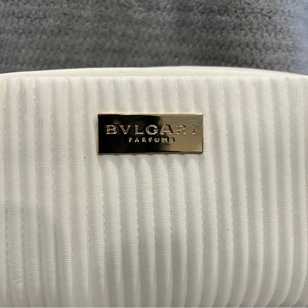 BVLGARI Cosmetics Case white with gold zipper